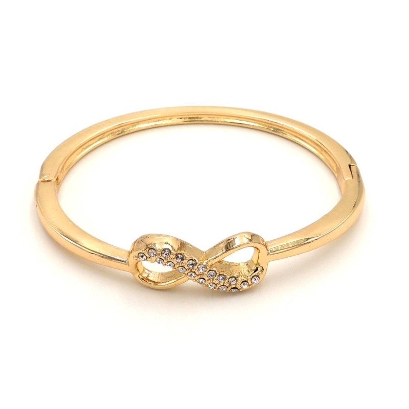 Bracelet infinity en métal doré orné de strass